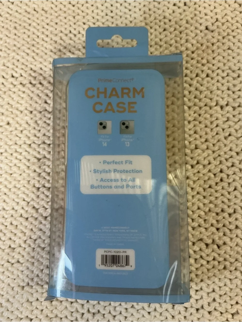 Iridescent Pink-Purple Charm Phone Case with Smiley Chain - Fits iPhone 13/14